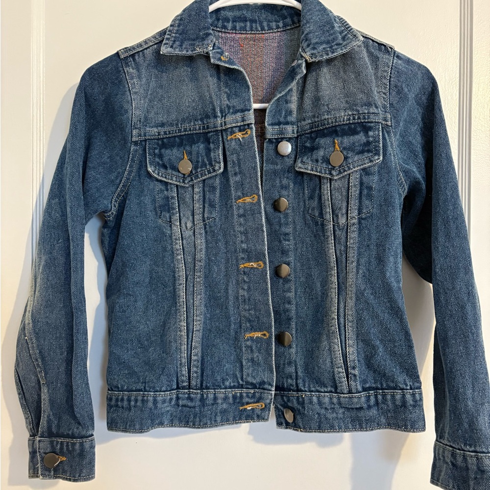 Swiftie Denim Kids Jacket with Pink and Orange Stripes - Picture 3 of 3